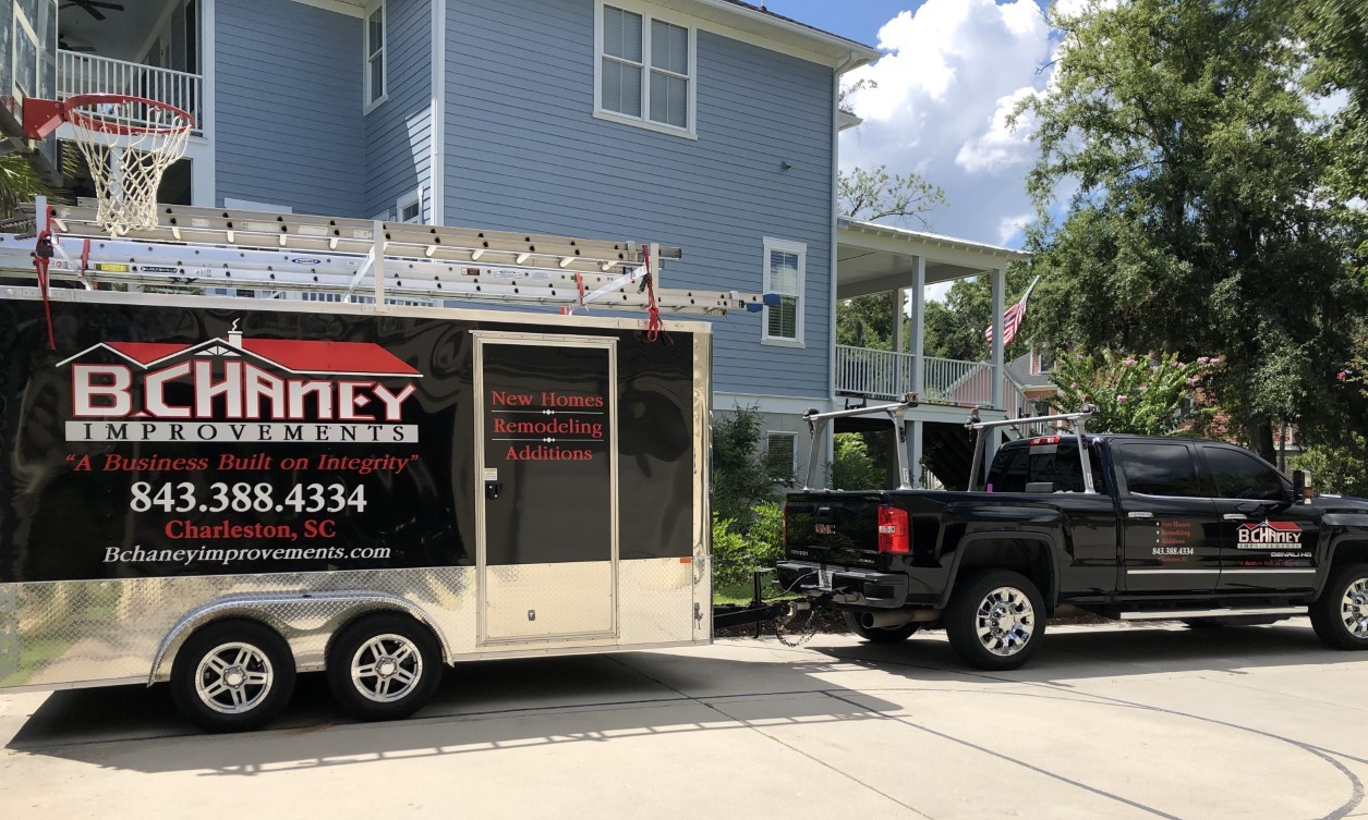B. Chaney Improvements truck and trailer at Isle of Palms house